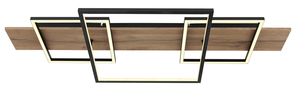 STROPNÍ LED SVÍTIDLO, 95/40/10 cm - bílá/tmavě hnědá, Natur, kov/kompozitní dřevo (95/40/10cm) - Globo