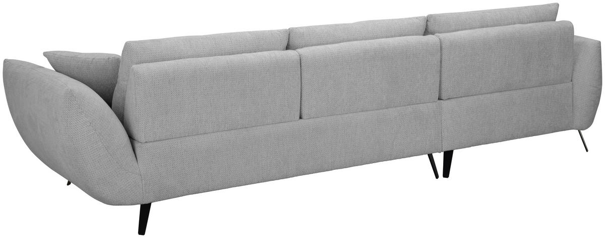 ECKSOFA Grau Chenille Armlehnenkissen, Rücken echt, Sitztiefenverstellung  - Schwarz/Grau, KONVENTIONELL, Textil/Metall (313/215cm) - Hom`in