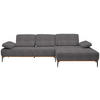 ECKSOFA in Flachgewebe Grau  - Schwarz/Grau, Natur, Holz/Textil (314/176cm) - Valnatura