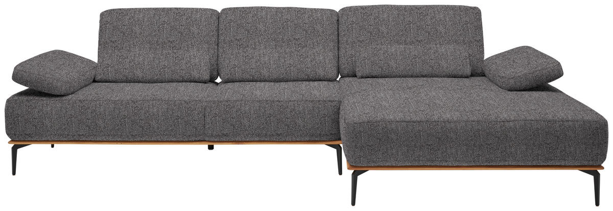 ECKSOFA in Flachgewebe Grau  314/176 cm  - Schwarz/Grau, Natur, Holz/Textil (314/176cm) - Valnatura