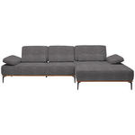 ECKSOFA in Flachgewebe Grau  - Schwarz/Grau, Natur, Holz/Textil (314/176cm) - Valnatura