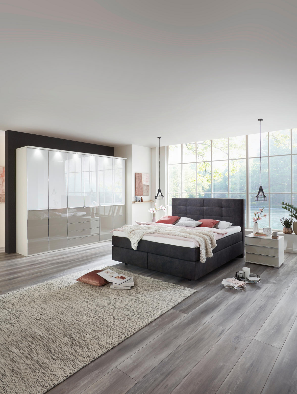 BOXSPRINGBETT 200/200 cm  in Schlammfarben  - Chromfarben/Schlammfarben, Konventionell, Kunststoff/Textil (200/200cm) - Voleo