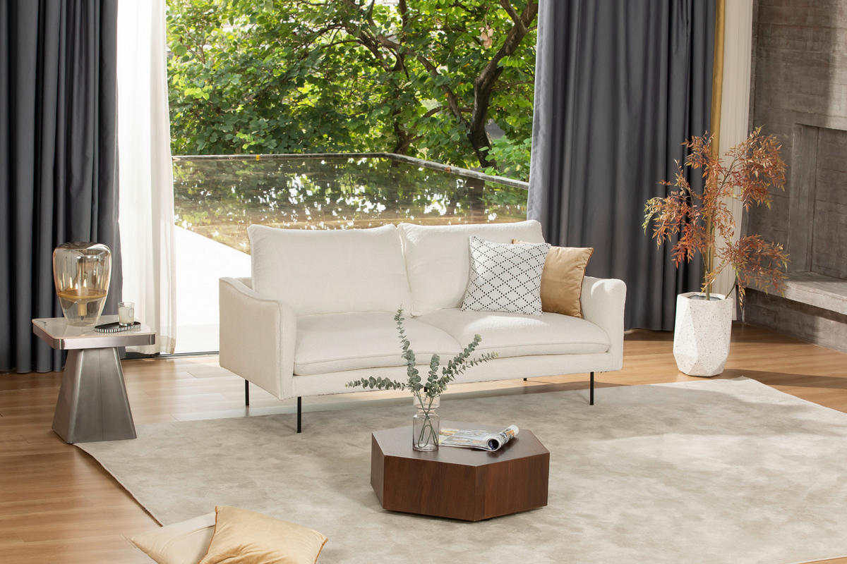 SOFA tekstil  bijela    - bijela/crna, Trend, tekstil/metal (198/90/85cm) - MID.YOU