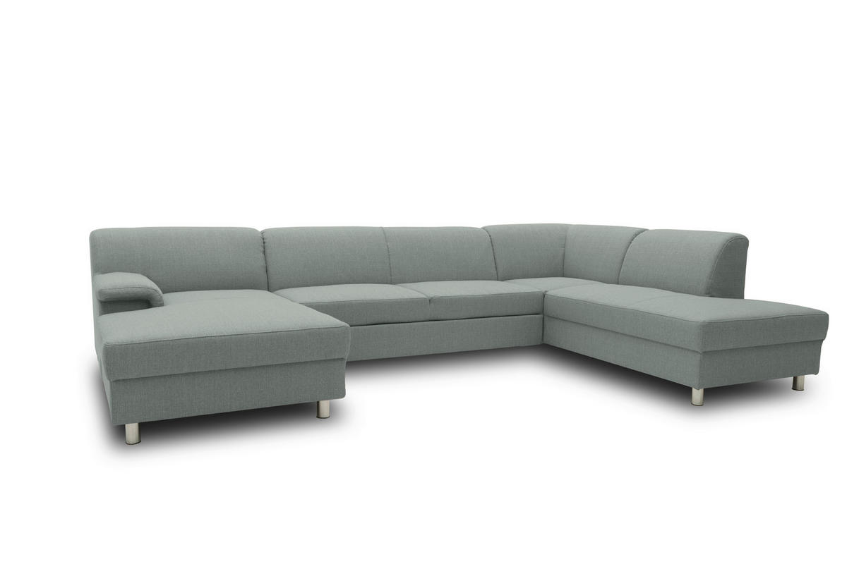 WOHNLANDSCHAFT Silberfarben Webstoff  - Chromfarben/Silberfarben, KONVENTIONELL, Textil/Metall (150/308/195cm) - MID.YOU