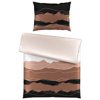 POSTEĽNÁ BIELIZEŇ, satén, čierna, biela, taupe, 140/200 cm - čierna/biela, Konventionell, textil (140/200cm) - Novel