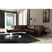 ECKSOFA SPRING Dunkelbraun Echtleder  - Chromfarben/Dunkelbraun, Design, Leder/Metall (250/273cm) - Livetastic