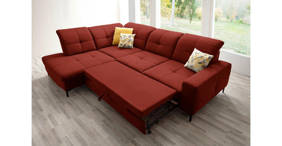 ECKSOFA in Chenille Rot 240/308 cm - Rot/Schwarz, Design, Textil/Metall (240/308cm) - Xora