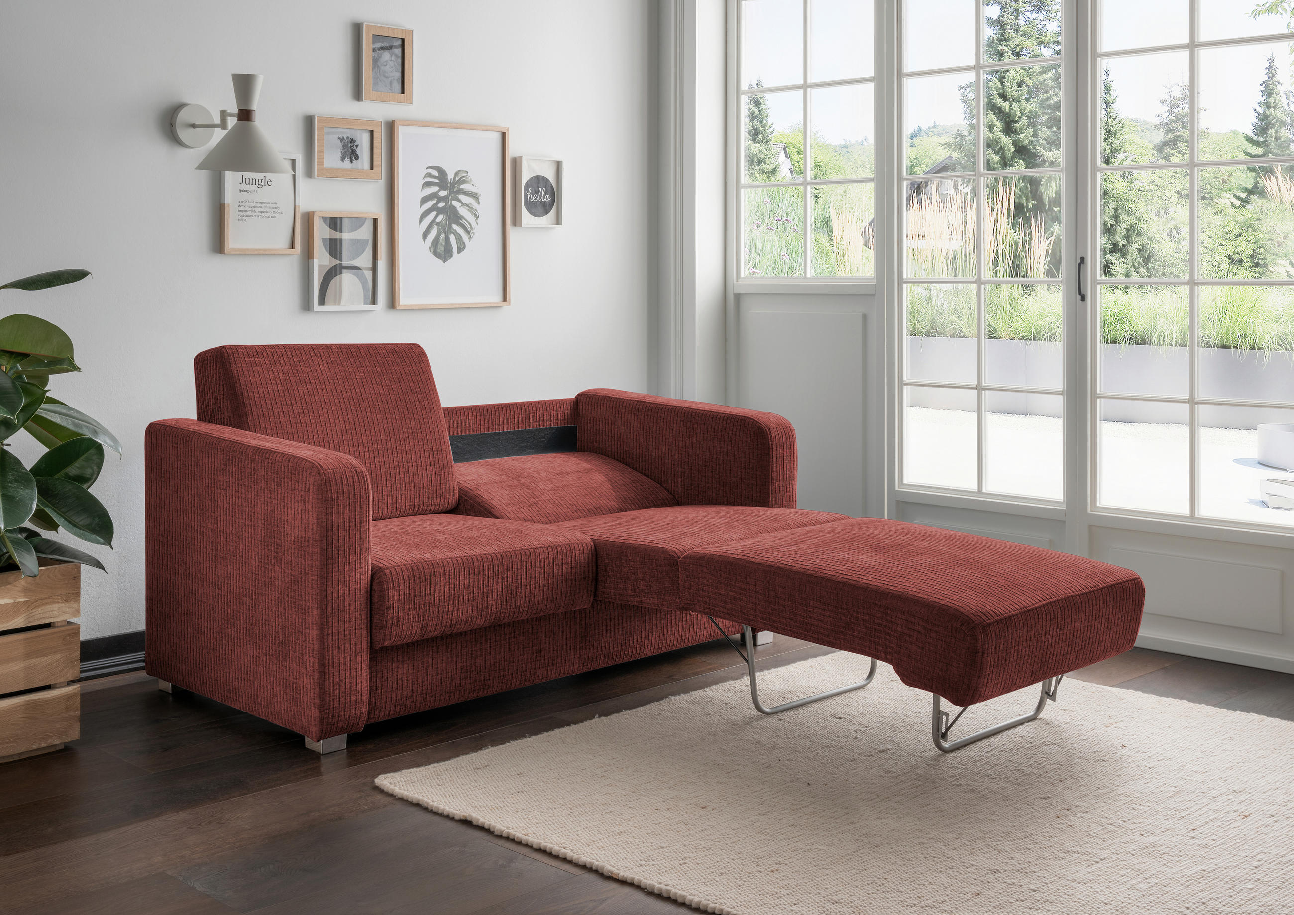 SCHLAFSOFA Mikrofaser Koralle  - Chromfarben/Koralle, Basics, Kunststoff/Textil (159/88/87cm) - Livetastic