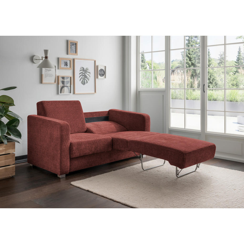 Thumbnail - Livetastic Schlafsofa, Koralle, Textil, Uni, 2-Sitzer, 159x88x87 cm, Made in EU, Stoffauswahl, Liegefunktion, Rücken ech...