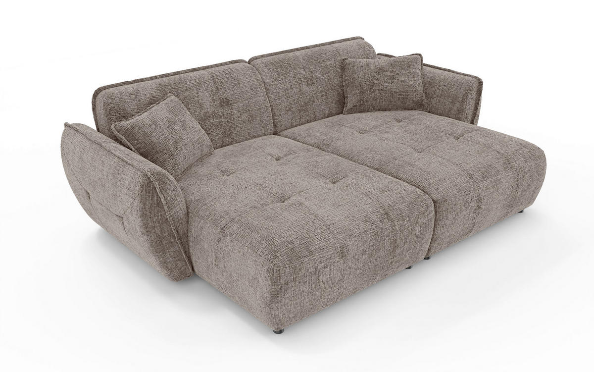 BIGSOFA NELIA Chenille Braun  - Schwarz/Braun, Design, Kunststoff/Textil (252/81/155cm) - P & B