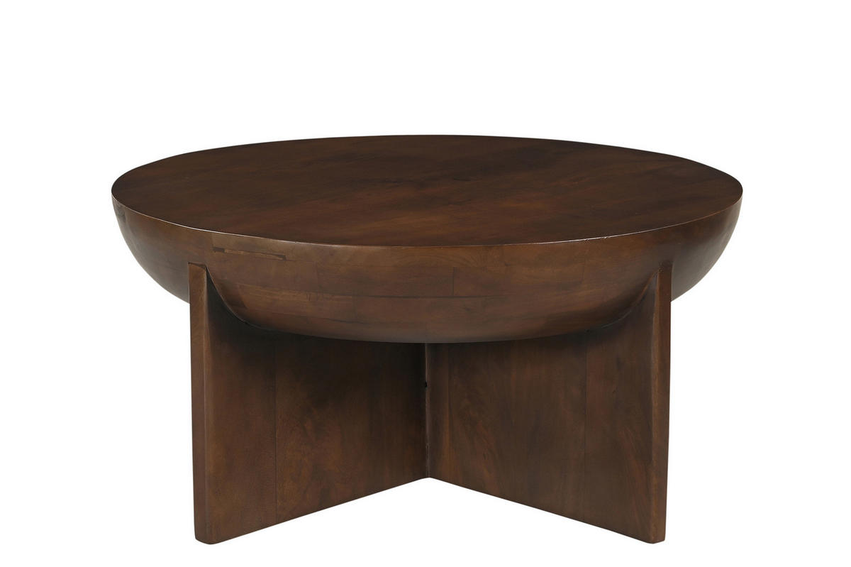 COUCHTISCH Mangoholz massiv 90/90/42 cm rund Braun  - Braun, Design, Holz (90/90/42cm) - MID.YOU