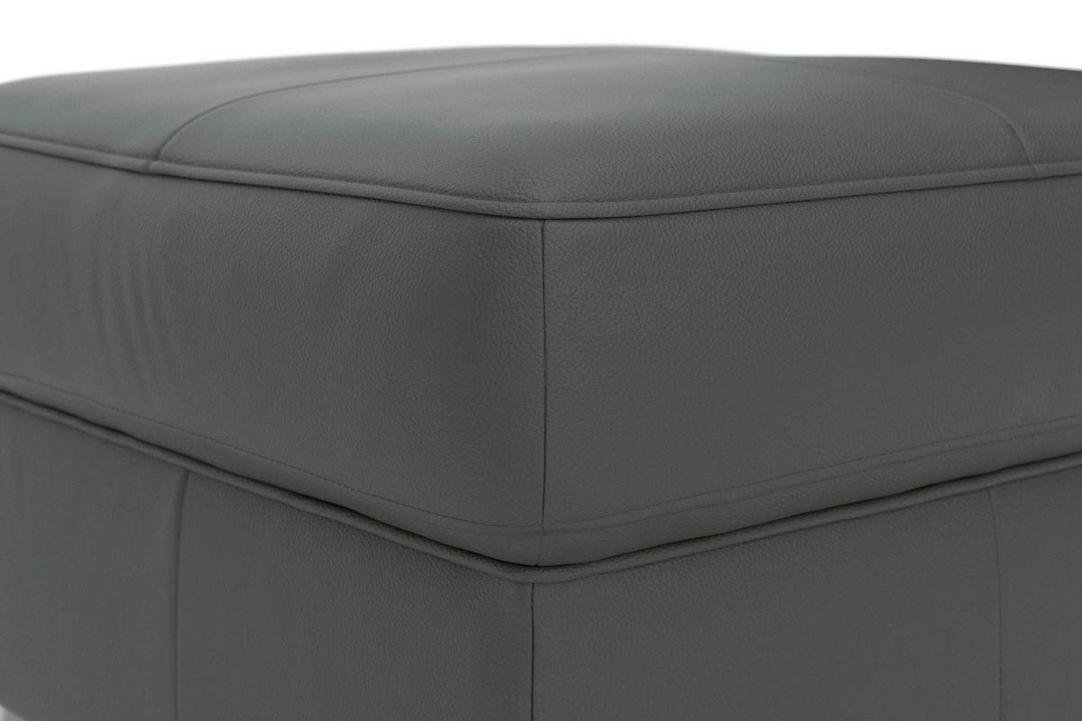 HOCKER Leder Anthrazit  - Chromfarben/Anthrazit, Basics, Leder/Metall (58/48/58cm) - Sit & More