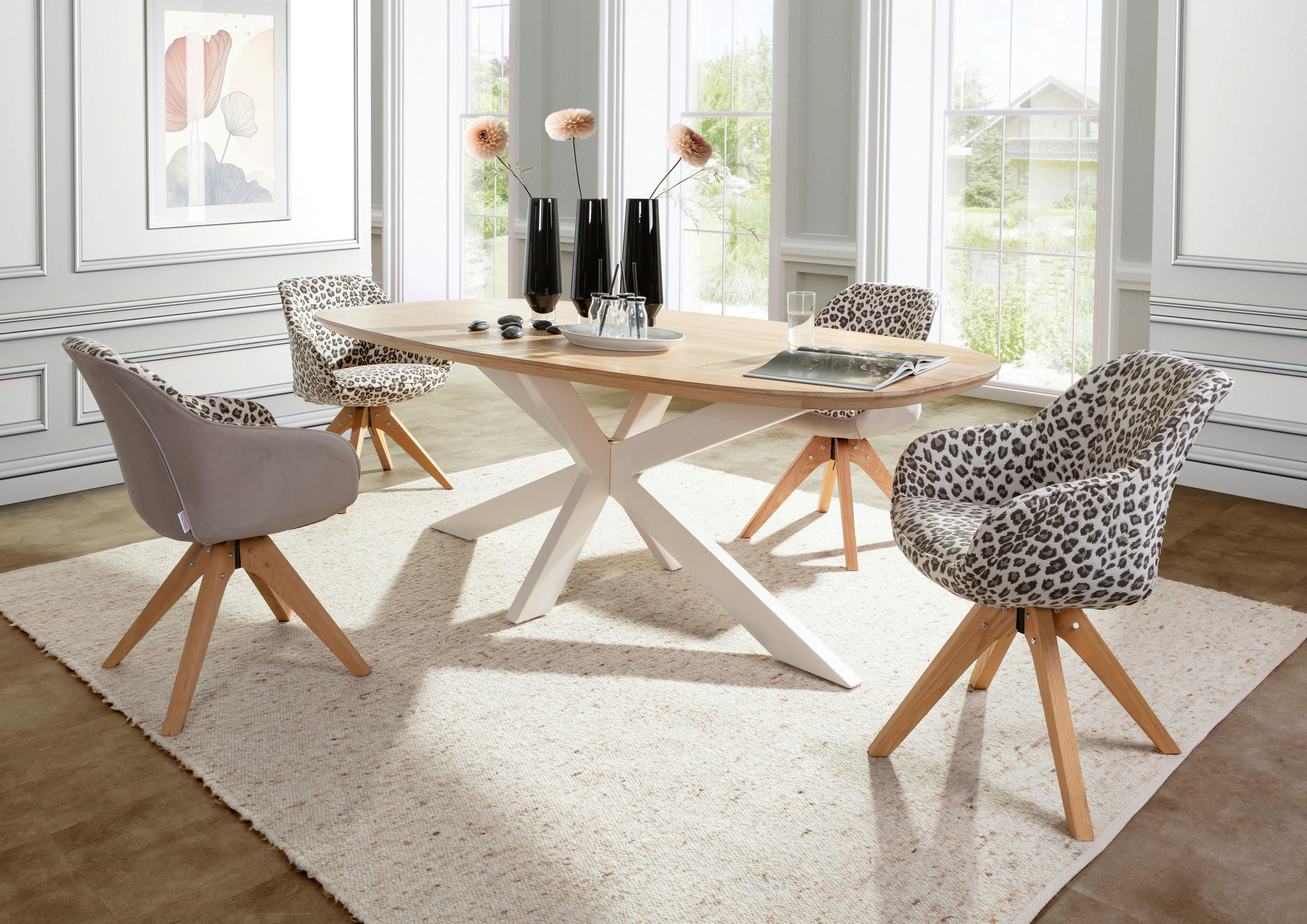 ESSTISCH in Holz 220/100/77 cm  - Eichefarben/Naturfarben, MODERN, Holz/Metall (220/100/77cm) - Livetastic
