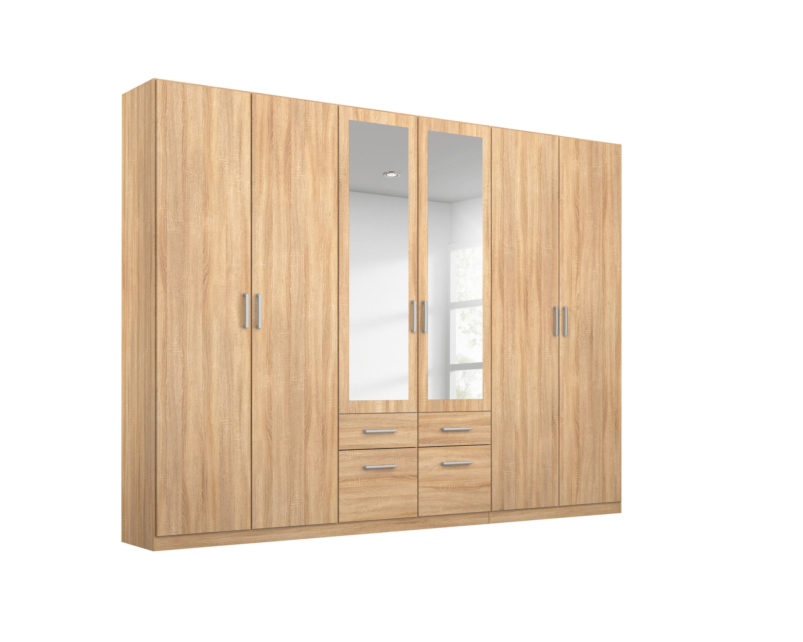 DREHTÜRENSCHRANK in Sonoma Eiche - Alufarben/Sonoma Eiche, Modern, Holzwerkstoff/Kunststoff (271/229/54cm) - Rauch Möbel