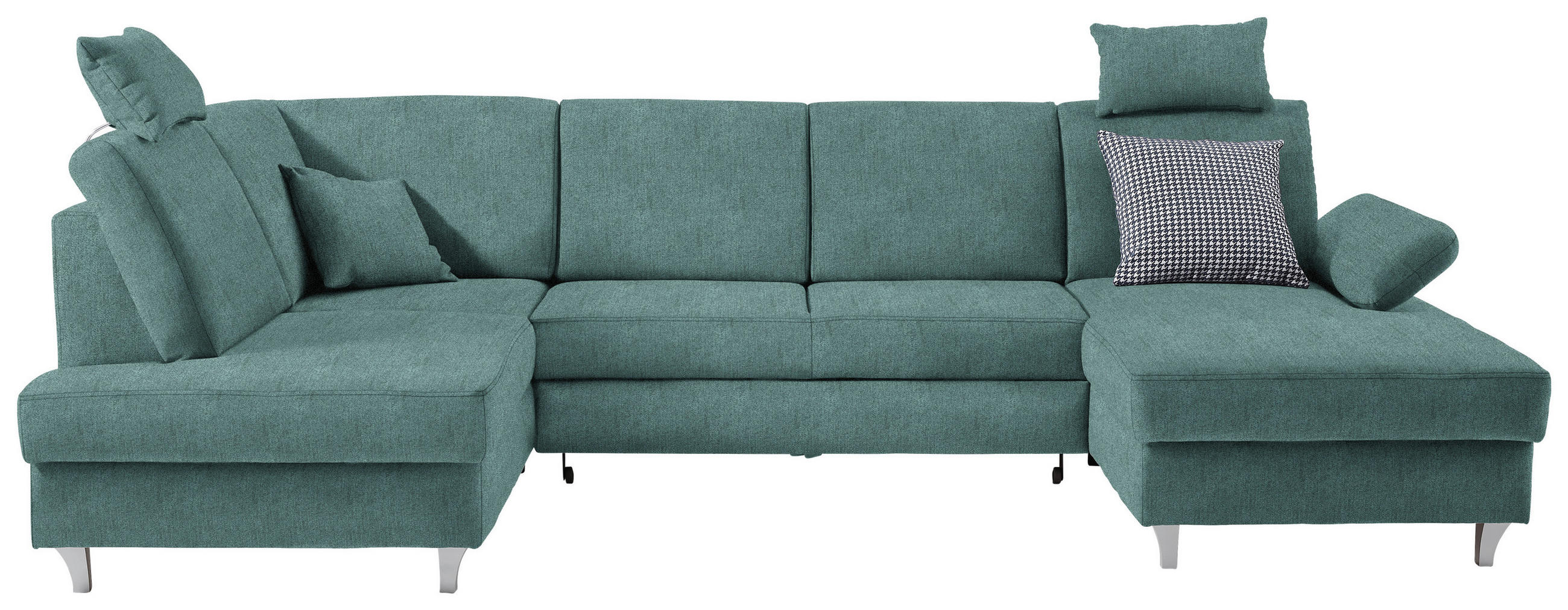 WOHNLANDSCHAFT Struktur Petrol  - Silberfarben/Petrol, Konventionell, Holz/Textil (186/322/167cm) - Cantus