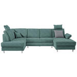 WOHNLANDSCHAFT  in Struktur Petrol  - Silberfarben/Petrol, KONVENTIONELL, Holz/Textil (186/322/167cm) - Cantus