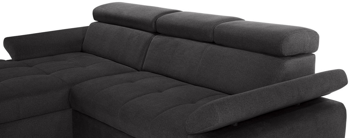 ECKSOFA in Velours Graphitfarben  - Silberfarben/Graphitfarben, Design, Holz/Textil (183/292cm) - Livetastic