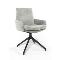 ARMLEHNSTUHL  Beinauswahl, Sitzfläche 360° drehbar, Stoff-/Lederauswahl gerippt  Naturfarben  - Schwarz/Naturfarben, Design, Textil/Metall (60/91/62cm) - Valdera