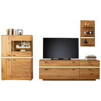 WOHNWAND  in Wildeiche 286/181/51 cm  - Wildeiche/Anthrazit, Natur, Glas/Holz (286/181/51cm) - MID.YOU