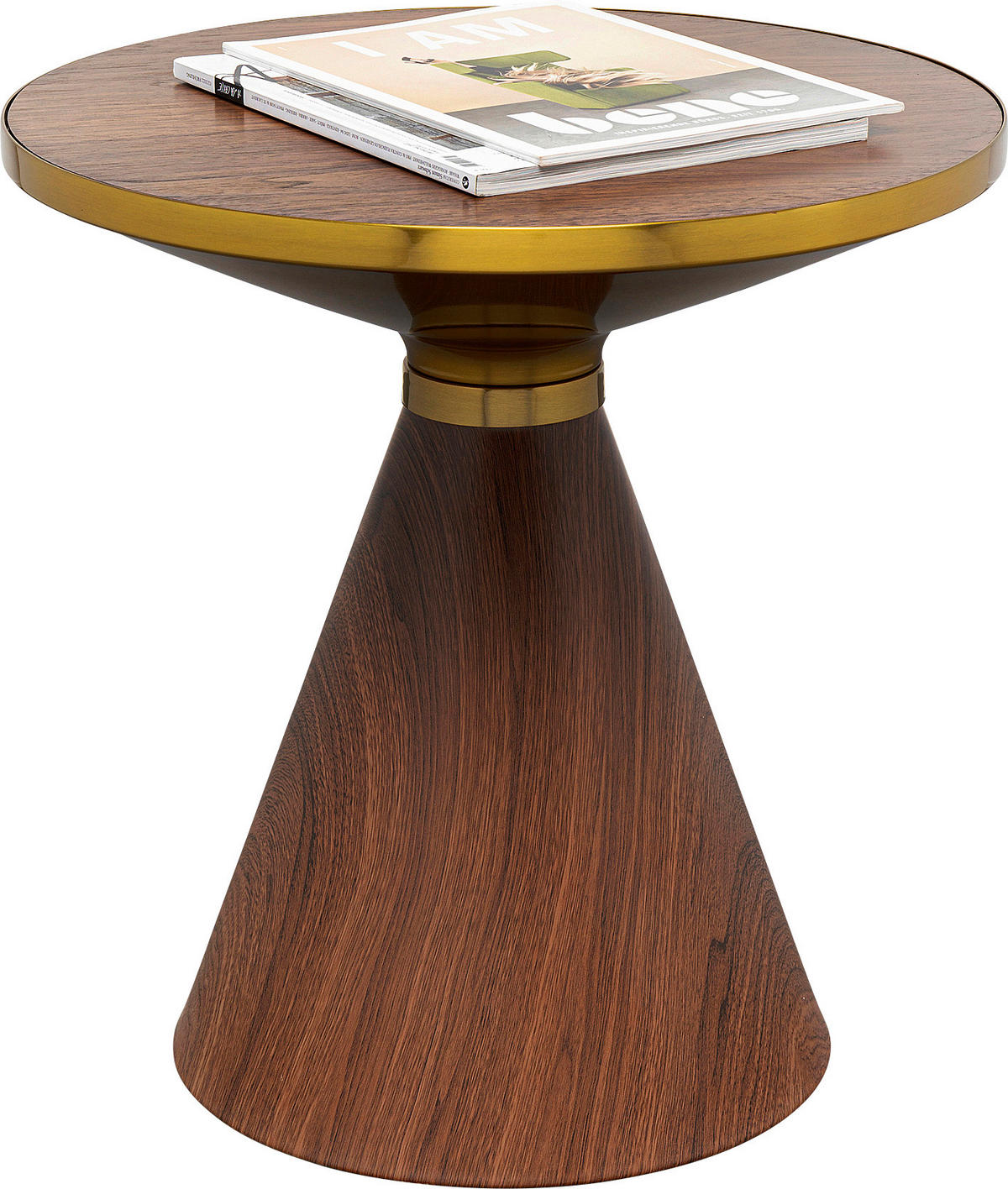 COUCHTISCH Walnuss furniert 50/50/52 cm rund Goldfarben, Walnussfarben  - Goldfarben/Walnussfarben, Design, Holz/Metall (50/50/52cm) - Kare-Design