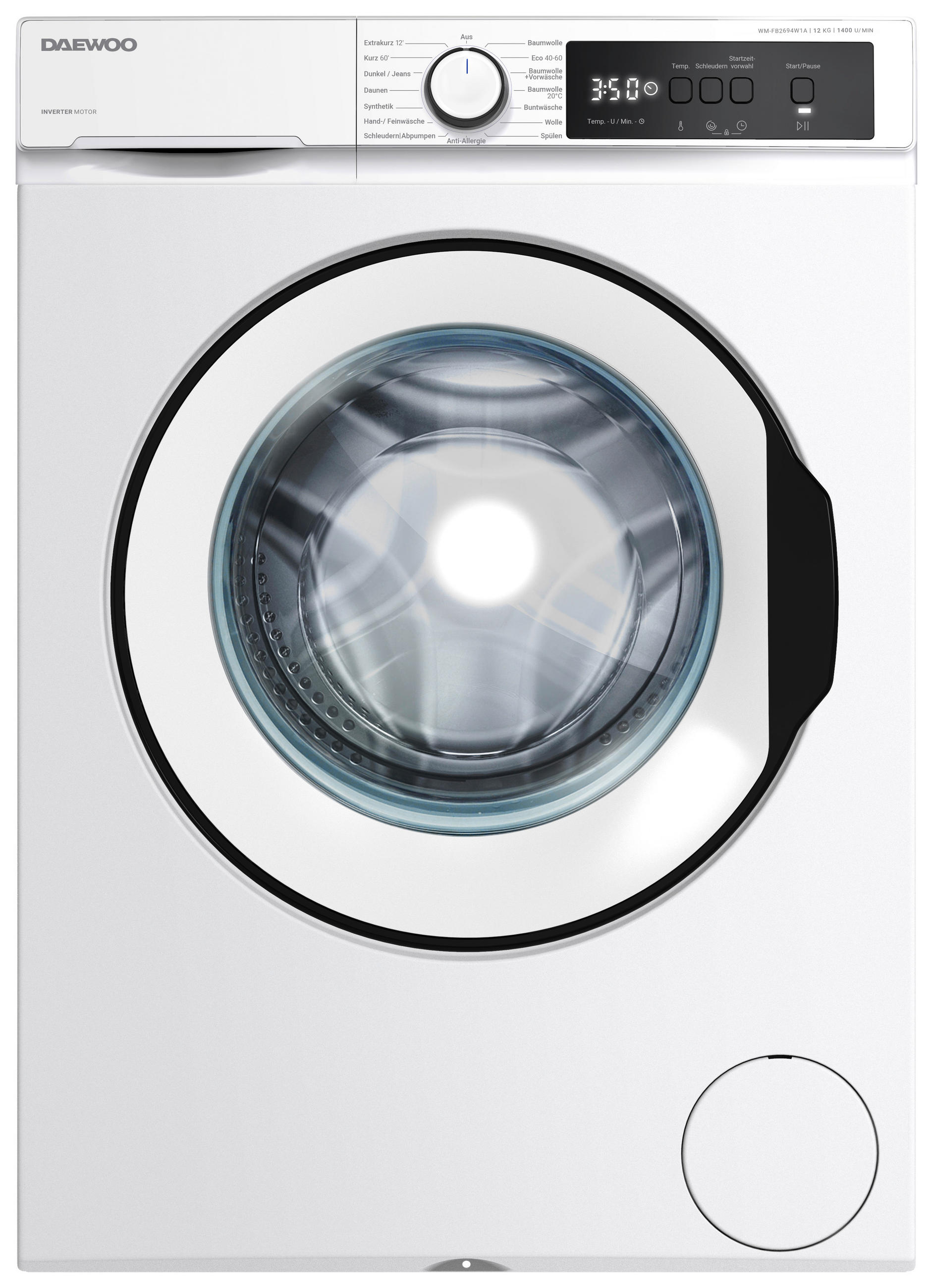 WASCHMASCHINE WM-FB2694W1A-DE  - Weiß, Basics, Glas/Kunststoff (59,7/84,5/63,2cm) - Daewoo