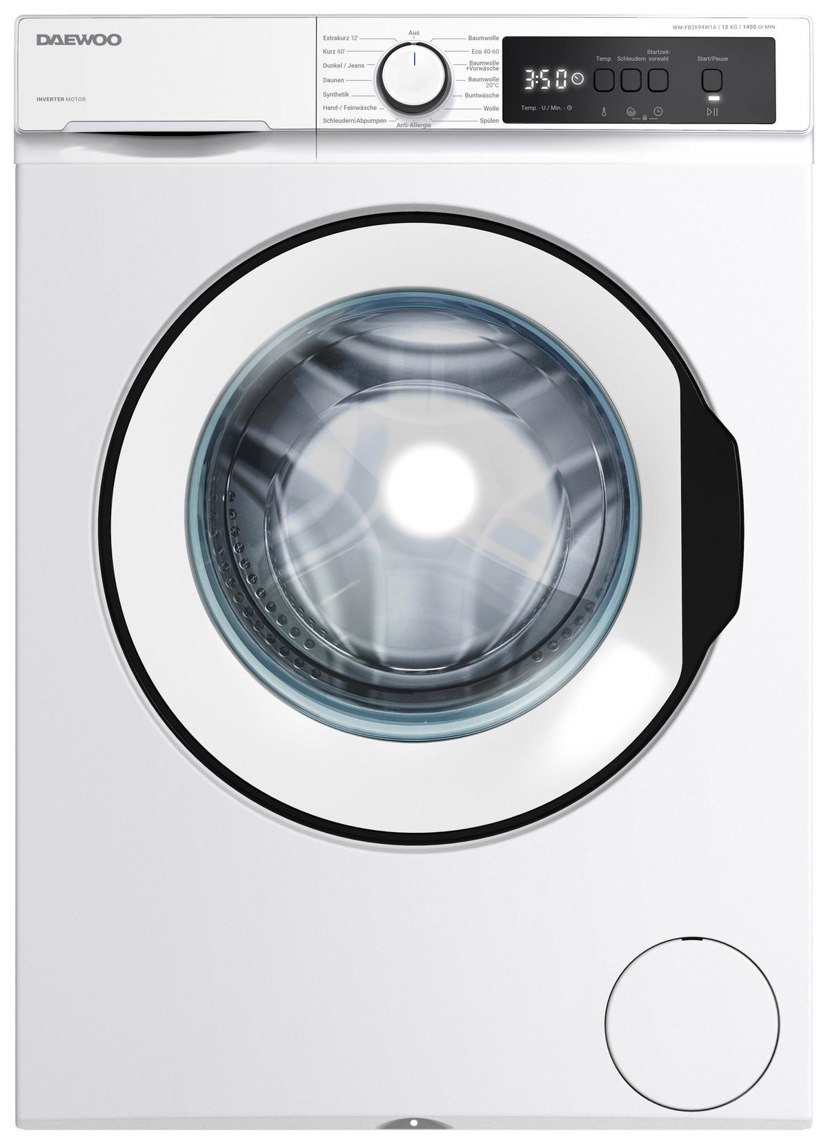 WASCHMASCHINE WM-FB2694W1A-DE  - Weiß, Basics, Glas/Kunststoff (59,7/84,5/63,2cm) - Daewoo