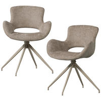 ARMLEHNSTUHL-SET 2 Stück  in Samt  - Sandfarben, MODERN, Textil/Metall (58/58/82cm) - Livetastic