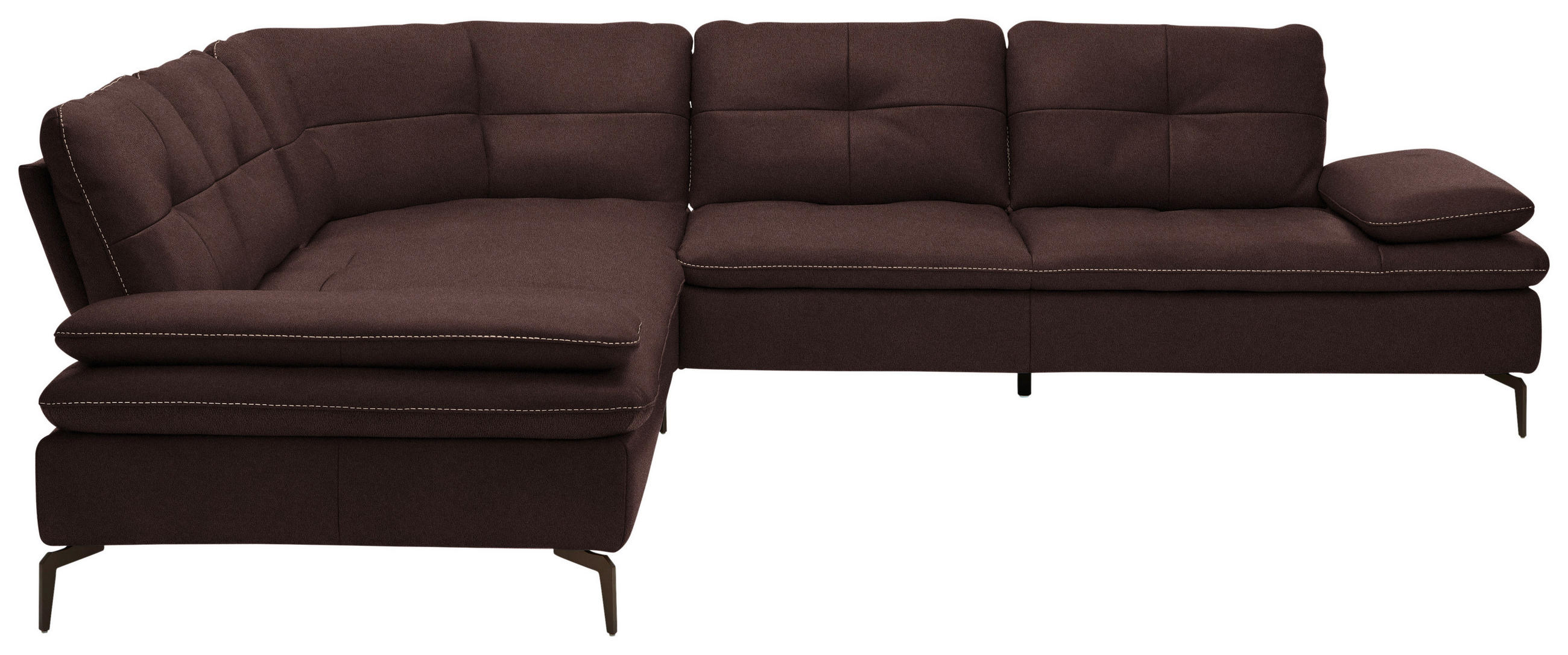 ECKSOFA in Echtleder Dunkelbraun  - Hellbraun/Dunkelbraun, Design, Leder/Metall (298/298cm) - Chilliano