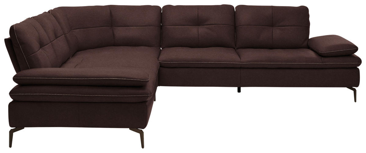 ECKSOFA in Echtleder Dunkelbraun  - Hellbraun/Dunkelbraun, Design, Leder/Metall (298/298cm) - Chilliano