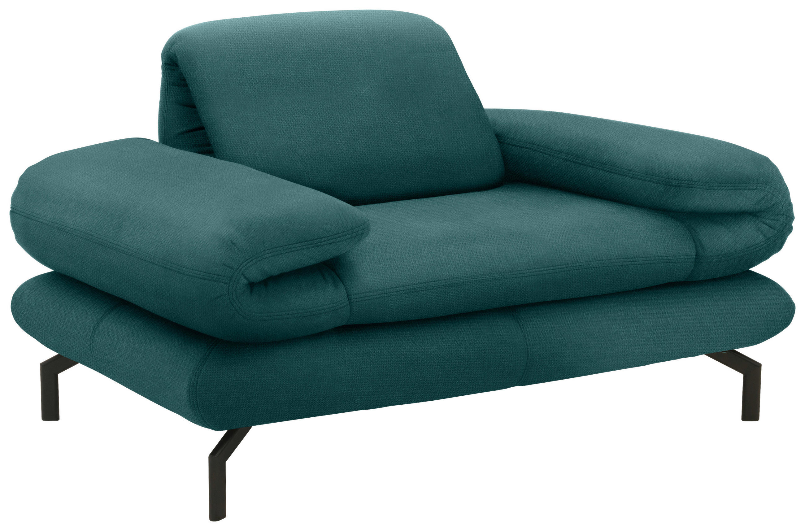 SESSEL Webstoff Petrol    - Petrol/Schwarz, Design, Textil/Metall (139 (197)/83 (110)/98cm) - LOOKS by W.Joop