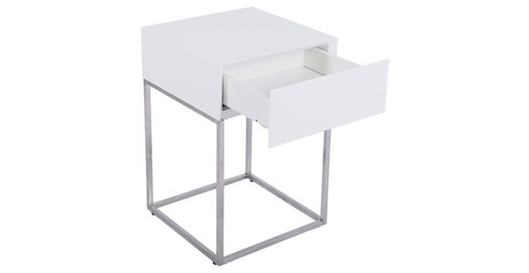 NACHTKÄSTCHEN 40/62/40 cm  in Silberfarben, Weiß  - Silberfarben/Weiß, Basics, Holzwerkstoff/Metall (40/62/40cm) - Xora