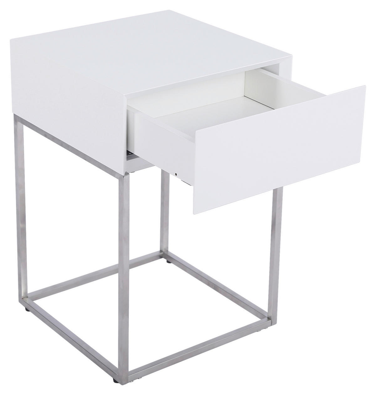 NACHTKÄSTCHEN 40/62/40 cm  in Silberfarben, Weiß  - Silberfarben/Weiß, Basics, Holzwerkstoff/Metall (40/62/40cm) - Xora