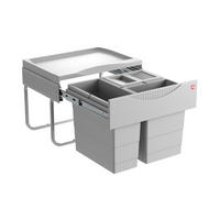EINBAUABFALLSAMMLER 12 + 2 x 8 l  Metall  - Silberfarben/Grau, Basics, Kunststoff/Metall (55,6/36,4/36,7cm) - HKT