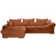 ECKSOFA Rostfarben Cord Zierkissen, Rückenkissen, Rücken echt  - Chromfarben/Rostfarben, KONVENTIONELL, Textil/Metall (225/335cm) - Carryhome