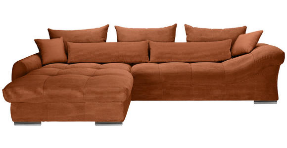 ECKSOFA Rostfarben Cord Zierkissen, Rückenkissen, Rücken echt  - Chromfarben/Rostfarben, KONVENTIONELL, Textil/Metall (225/335cm) - Carryhome