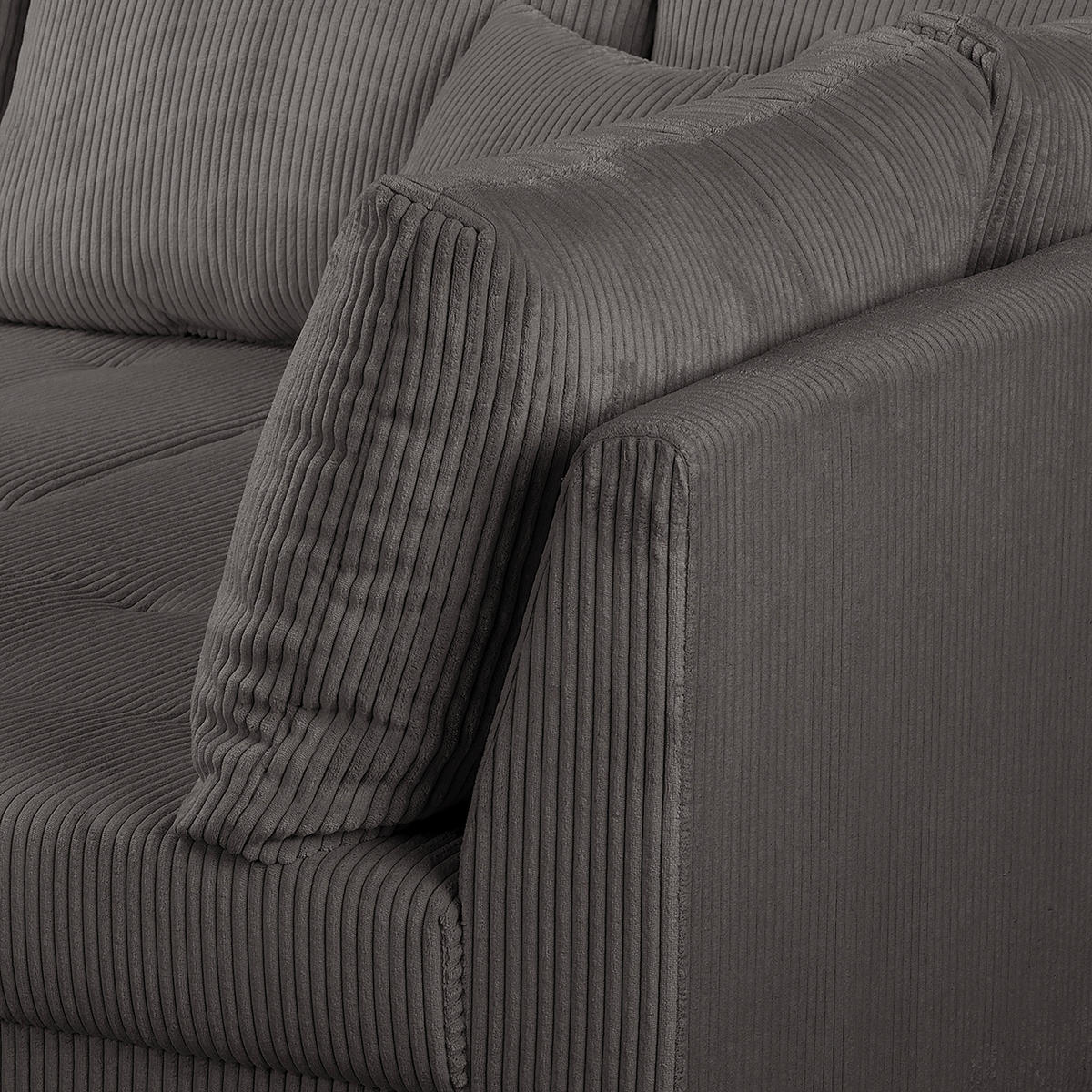 ECKSOFA Ariella in Cord Dunkelgrau  231/161 cm  - Dunkelgrau/Naturfarben, Design, Holz/Textil (231/161cm) - Livetastic