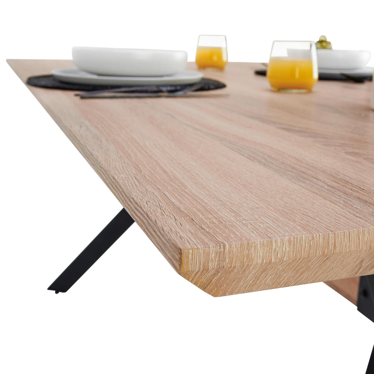 ESSTISCH rechteckig Eichefarben  - Eichefarben/Schwarz, MODERN, Holzwerkstoff/Metall (180/90/75cm) - Livetastic