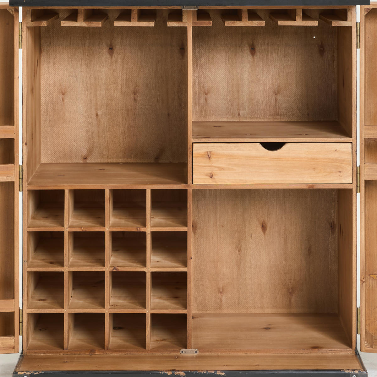 BARSCHRANK Tanne massiv Naturfarben, Schwarz  - Schwarz/Naturfarben, LIFESTYLE, Holz/Metall (84/92/46cm) - Landscape