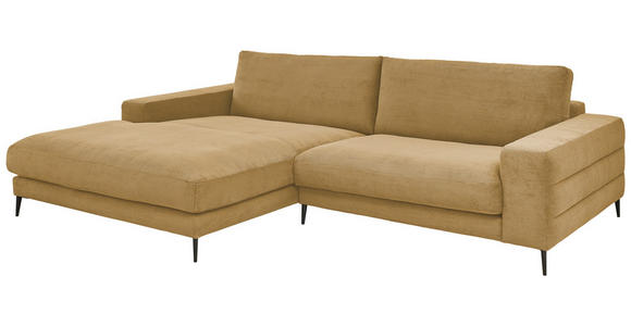 ECKSOFA in Feincord Gelb, Grün  - Gelb/Schwarz, Design, Textil/Metall (207/293cm) - Dieter Knoll