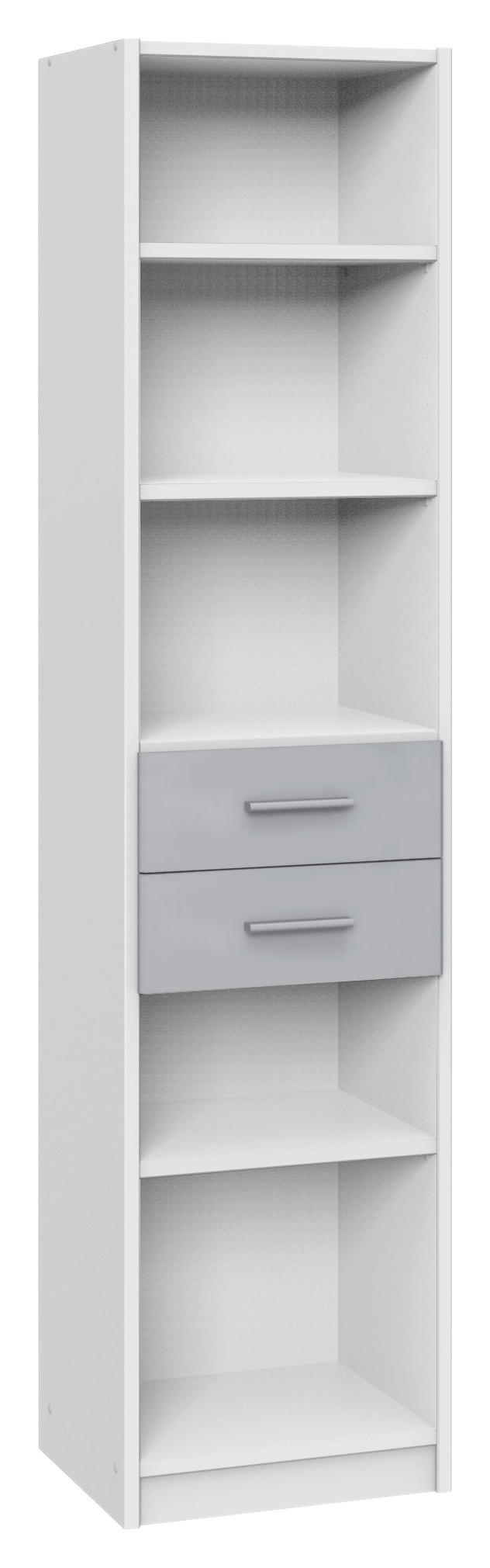 REGAL Grau, Weiß  - Alufarben/Weiß, KONVENTIONELL, Holzwerkstoff/Kunststoff (48/197/40cm) - Boxxx