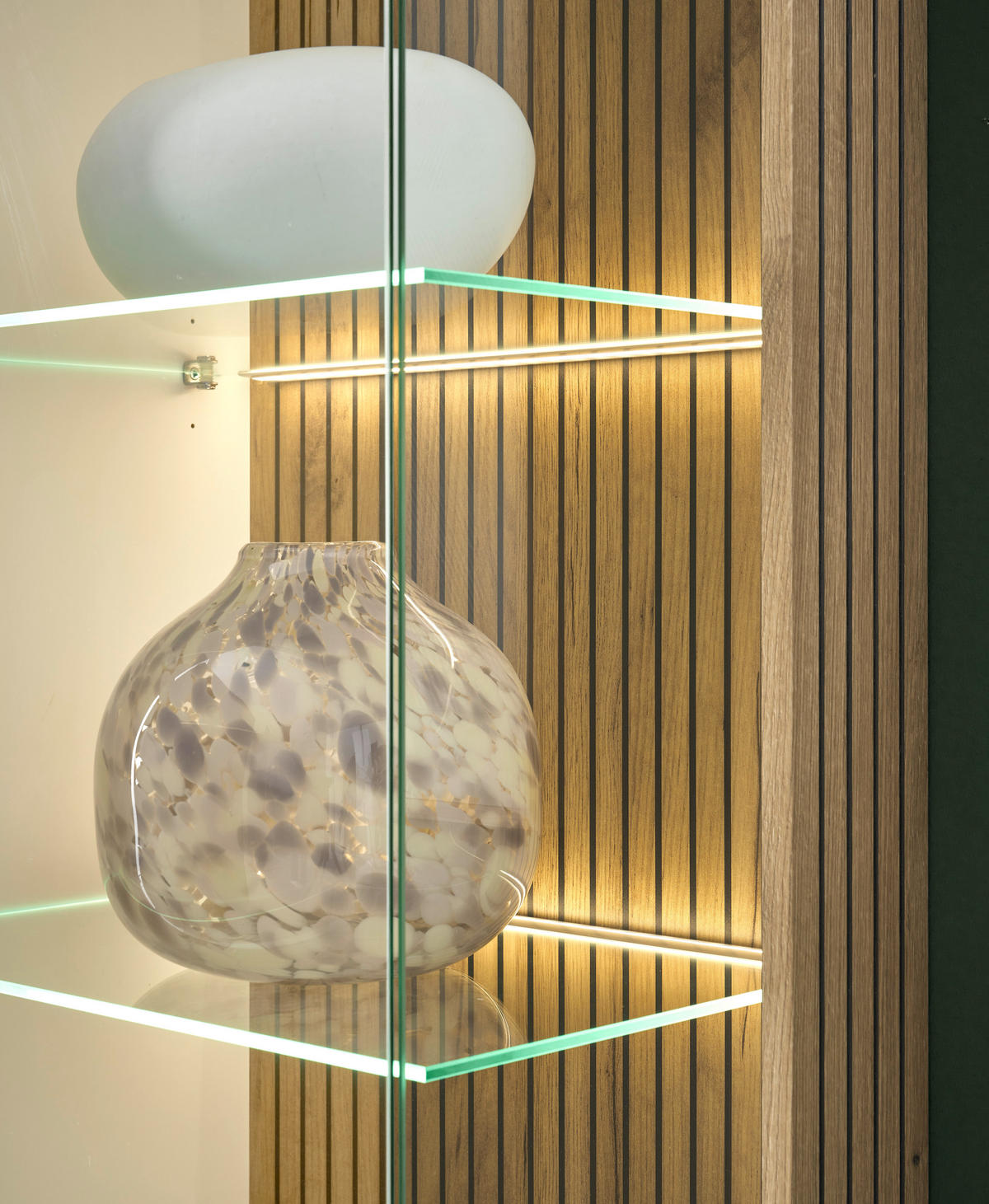 VITRINE in Eichefarben, Weiß  - Eichefarben/Schwarz, Design, Glas/Holzwerkstoff (75/180/38cm) - MID.YOU