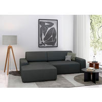 ECKSOFA in Struktur Anthrazit  - Anthrazit/Schwarz, Modern, Kunststoff/Textil (162/246cm) - Trendmanufaktur