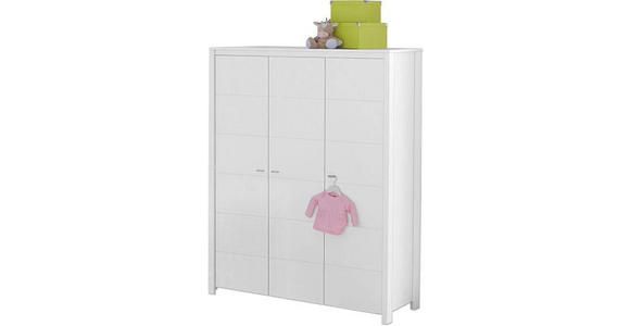 BABYKLEIDERSCHRANK Julija Weiß  - Alufarben/Weiß, Trend, Holzwerkstoff/Metall (135/188/55cm) - My Baby Lou