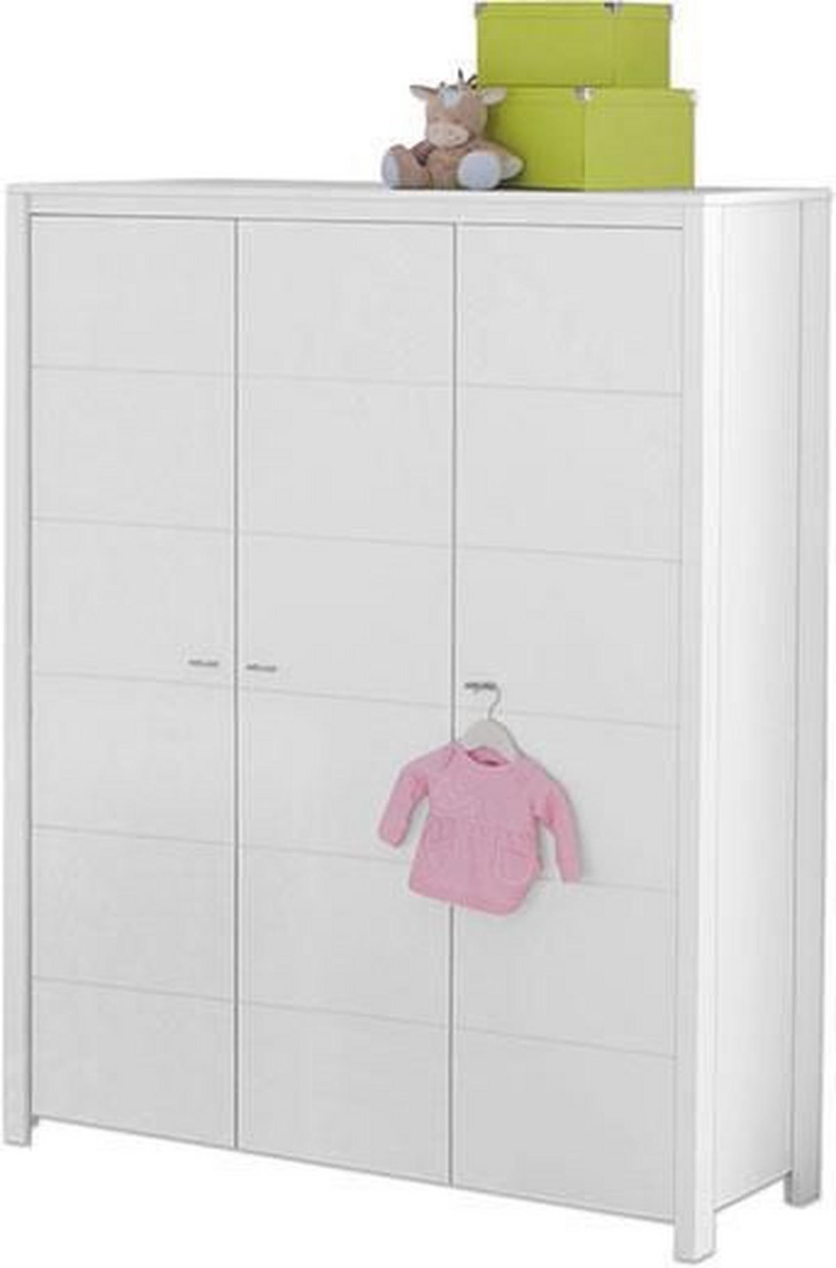 BABYKLEIDERSCHRANK Julija Weiß  - Alufarben/Weiß, Trend, Holzwerkstoff/Metall (135/188/55cm) - My Baby Lou