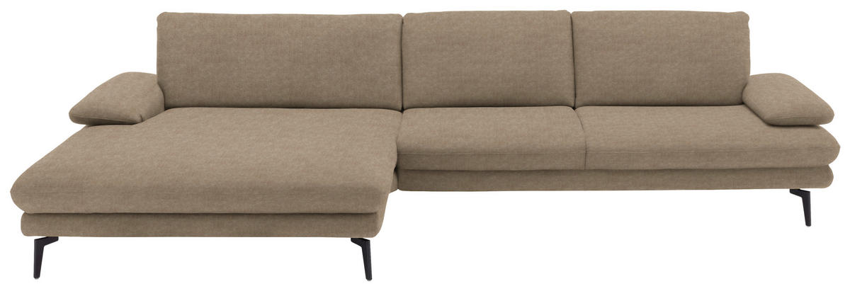 ECKSOFA in Velours Hellbraun  - Hellbraun/Schwarz, Design, Textil/Metall (180/310cm) - Dieter Knoll