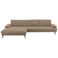 ECKSOFA  in Velours Hellbraun  180/310 cm  - Hellbraun/Schwarz, Design, Textil/Metall (180/310cm) - Dieter Knoll