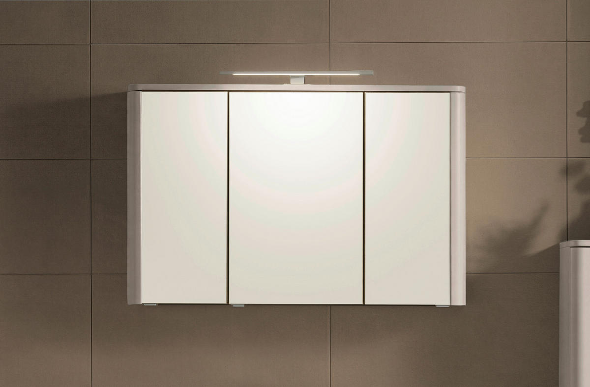 SPIEGELSCHRANK 101/64/21 cm  - Kaschmir/Alufarben, KONVENTIONELL, Glas/Holzwerkstoff (101/64/21cm) - Xora