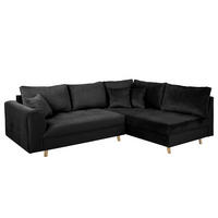ECKSOFA Ariella in Samt Schwarz Rückenkissen  231/161 cm  - Schwarz/Naturfarben, Design, Holz/Textil (231/161cm) - P & B