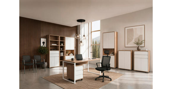 AKTENSCHRANK Weiß, Eichefarben  - Eichefarben/Weiß, KONVENTIONELL, Holzwerkstoff (80/198/41cm) - Carryhome