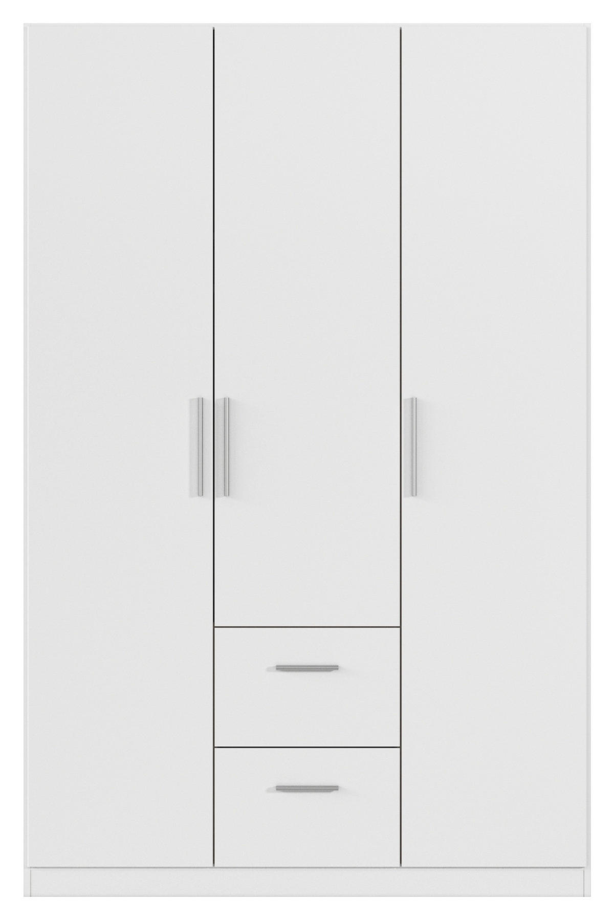 DREHTÜRENSCHRANK 135/210/54 cm,  in Weiß, 3-türig  - Alufarben/Weiß, KONVENTIONELL, Holzwerkstoff/Kunststoff (135/210/54cm) - home24